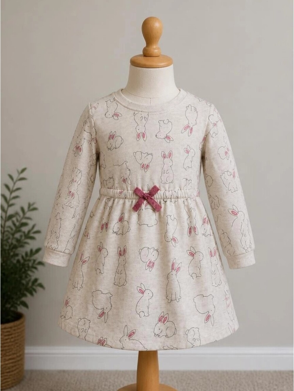 Koalakids 18 Mo Sweater Bunny Rabits Beige Tan Pink Ears Front bow Girls Todler